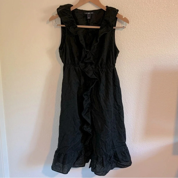 GAP Dresses & Skirts - 100% COTTON Gap Ruffled Dress Black Sz 8 | midi | feminine | little black dress